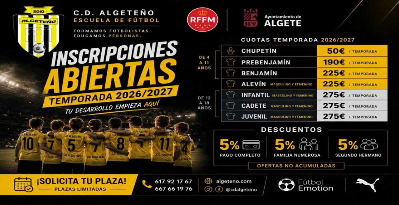 INSCRIPCIONES ABIERTAS TEMP. 2026-27